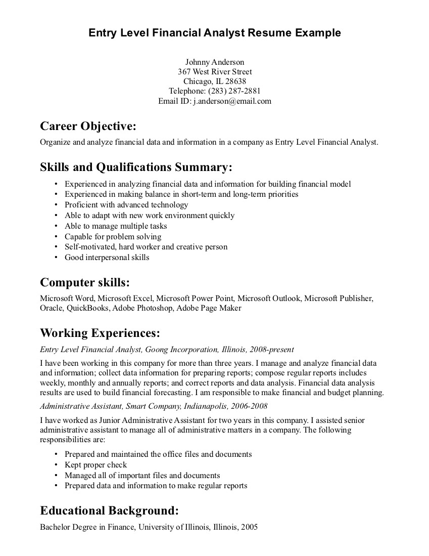 Entry level sales sample resume